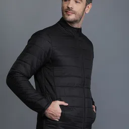 TQS Men Black Windcheater and Water Resistant Puffer Jacket image 3