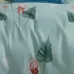 Signature Blue & Green Floral 144 TC Queen Bedsheet with 2 Pillow Covers image 2