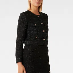 Forever New Checked Boucle Crop Tailored Jacket image 4