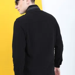 HIGHLANDER Men Black Geometric Colourblocked Tailored Jacket image 4