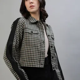 Iconic Checked Crop Pure Cotton Tailored Jacket image 2
