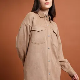 Tokyo Talkies Beige Spread Collar Tailored Jacket image 5