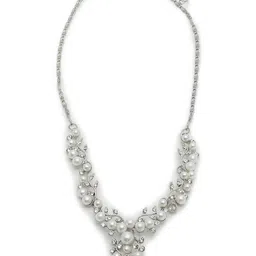 SOHI Silver-Plated White Pearls Studdded Jewellery Set image 3