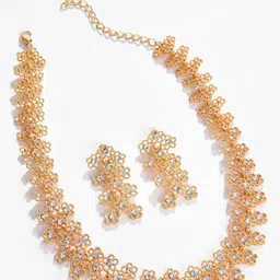 SOHI Gold-Plated White Stone Studded Jewellery Set image 3