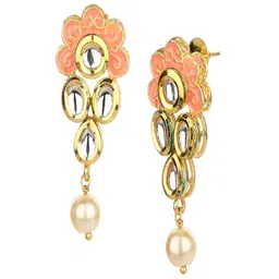 Runjhun Gold Plated Kundan Necklace & Earrings Set image 3