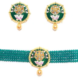 Jazz and Sizzle Gold-Plated Kundan-Studded & Beaded Jewellery Set image 3