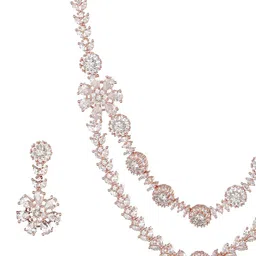 Saraf RS Jewellery Rose Gold-Plated Cubic Zirconia-Studded Necklace & Earrings image 3