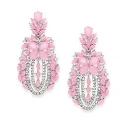 vatsalya creation VATSALYA Rhodium-Plated Pink Stone-Studded Jewellery Set image 2