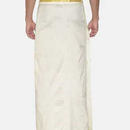 Sethukrishna Men Cream-Coloured Solid Readymade Dhoti image 3