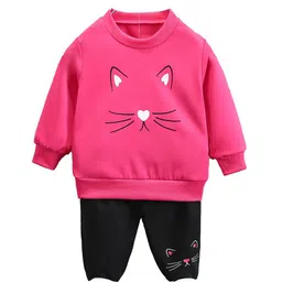 StyleCast Girls Fuchsia & Black Printed T-shirt with Trouser image 2