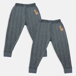 YK Basics Set Of 2 Kids Grey Striped Ribbed Thermal Set image 3