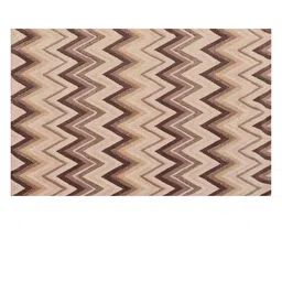 PRESTO Beige & Brown Geometric Printed Hand Tufted Wool Anti-Skid Carpet image 1