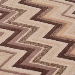 PRESTO Beige & Brown Geometric Printed Hand Tufted Wool Anti-Skid Carpet image 2