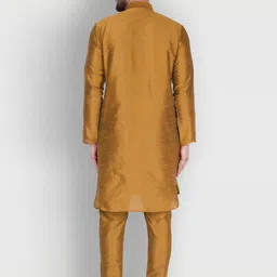 Enciger Men Brown Dupion Silk Kurta with Churidar image 5