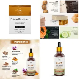 TNW the natural wash Set of 2 Potato Rice Soap 100 gm & Glow Face Serum 30 ml image 2