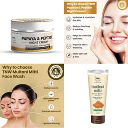 TNW the natural wash Set of Papaya & Peptide Night Cream & Multani Mitti Face Wash image 4