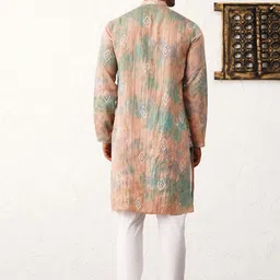 Jompers Mandarin Collar Printed Regular Sequinned Straight Kurta with Pyjamas image 4