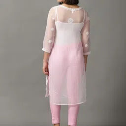 DIVINATION Ethnic Motifs Embroidered Chikankari Kurta with Trousers image 3