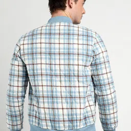 Campus Sutra Men Checked Lightweight Longline Denim Jacket image 4