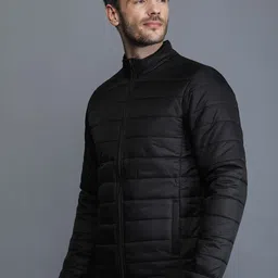 TQS Men Black Windcheater and Water Resistant Puffer Jacket image 4