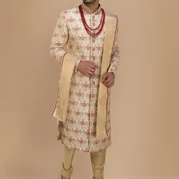 Manyavar Floral Embroidered Sherwani Set image 4