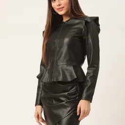 ELLE Women Black Crop  Tailored Jacket image 5