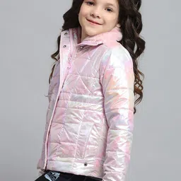 Monte Carlo Girls Mock Collar Geometric Printed Casual Lightweight Parka Jacket image 4