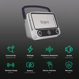 fingers My-Own-TV (MOT) 8W Portable Bluetooth Speaker (15 Hours Playtime, Ivory White) image 2