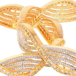 Saraf RS Jewellery Set Of 2 Gold & Silver-Plated American Diamond Studded Bangles image 3