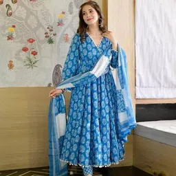 lali creation Deepika Printed Anarkali Kurta, Bottom & Dupatta Set-picture-12