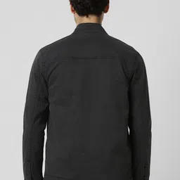 Peter England Casuals Men Mock Collar Solid Cotton Casual Denim Jacket image 5