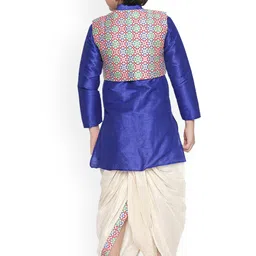 BAESD Boys Mandarin Collar Silk Cotton Kurta with Dhoti Pants & Jacket image 5