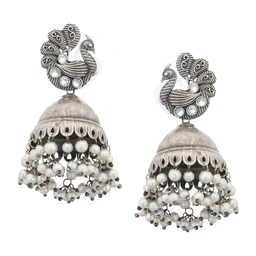 Saraf RS Jewellery Rhodium-Plated AD-Studded & Pearl Beaded Jewellery Set image 4