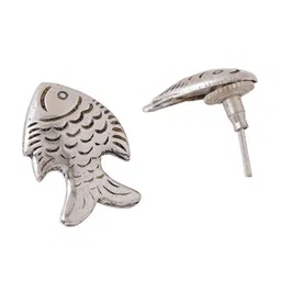 VIRAASI Silver-Plated Oxidised Fish Design Necklace With Earrings image 4