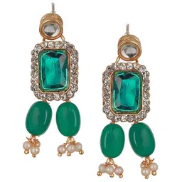 Anouk Gold-Plated Artificial Stone-Studded & Beaded Necklace & Earrings image 4