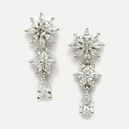 ZENEME Rhodium-Plated AD-Studded Jewellery Set image 4