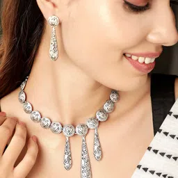 Rubans Silver Plated Oxidized Jewellery Set image 1