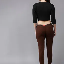 Lux Cottswool Women Plus Size Black & Brown Solid Wool Thermal Set image 5