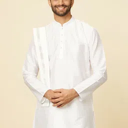 Manyavar Mandarin Collar Kurta & Panchakattu with dupatta image 5