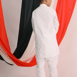 VASTRAMAY Boys Mandarin Collar Regular Gotta Patti Pure Cotton Kurta With Pyjamas image 5