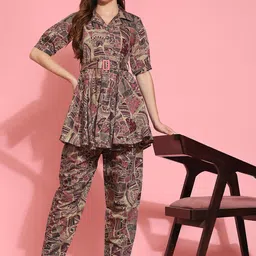 Trendmalls Printed Tunic With Trousers Ethnic Co-Ords image 4