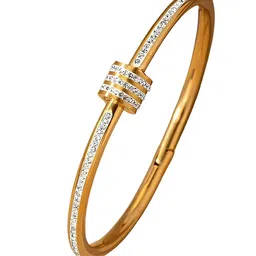KARISHMA KREATIONS Gold-Plated Cubic Zirconia Kada Bracelet image 5