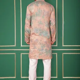 Jompers Floral Embroidered Mandarin Collar Chikankari Straight Kurta With Pyjama image 5