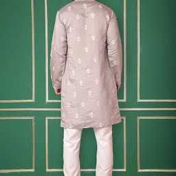Jompers Mandarin Collar Floral Embroidered Regular Chikankari Straight Kurta with Pyjamas image 5