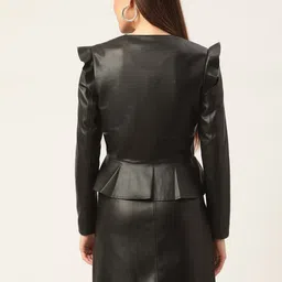 ELLE Women Black Crop  Tailored Jacket image 2