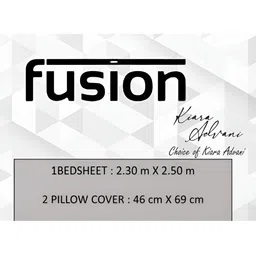 Signature Blue & Orange 144 TC Queen Bedsheet with 2 Pillow Covers image 2