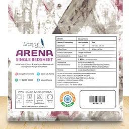 Story@home Brown & Pink Abstract Microfiber 180 TC Single Bedsheet With 1 Pillow Cover image 5