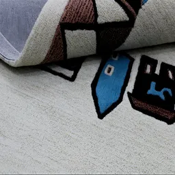 MRIC Off White Bohemian Hand-Tufted Woollen Carpet image 5