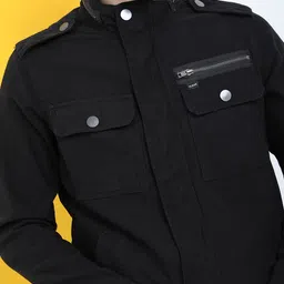 HIGHLANDER Men Black Geometric Colourblocked Tailored Jacket image 5