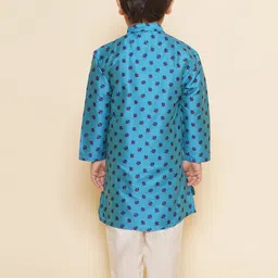 Sethukrishna Boys Floral Printed Mandarin Collar Straight Kurta With Pyjamas image 5